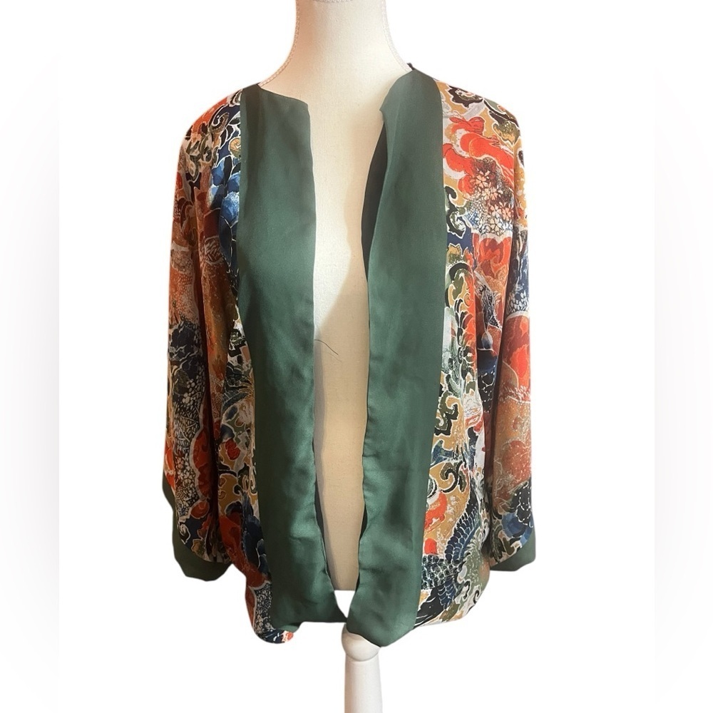 Zara open front kimono style lightweight slip on coat cardi Asian inspired XS-M